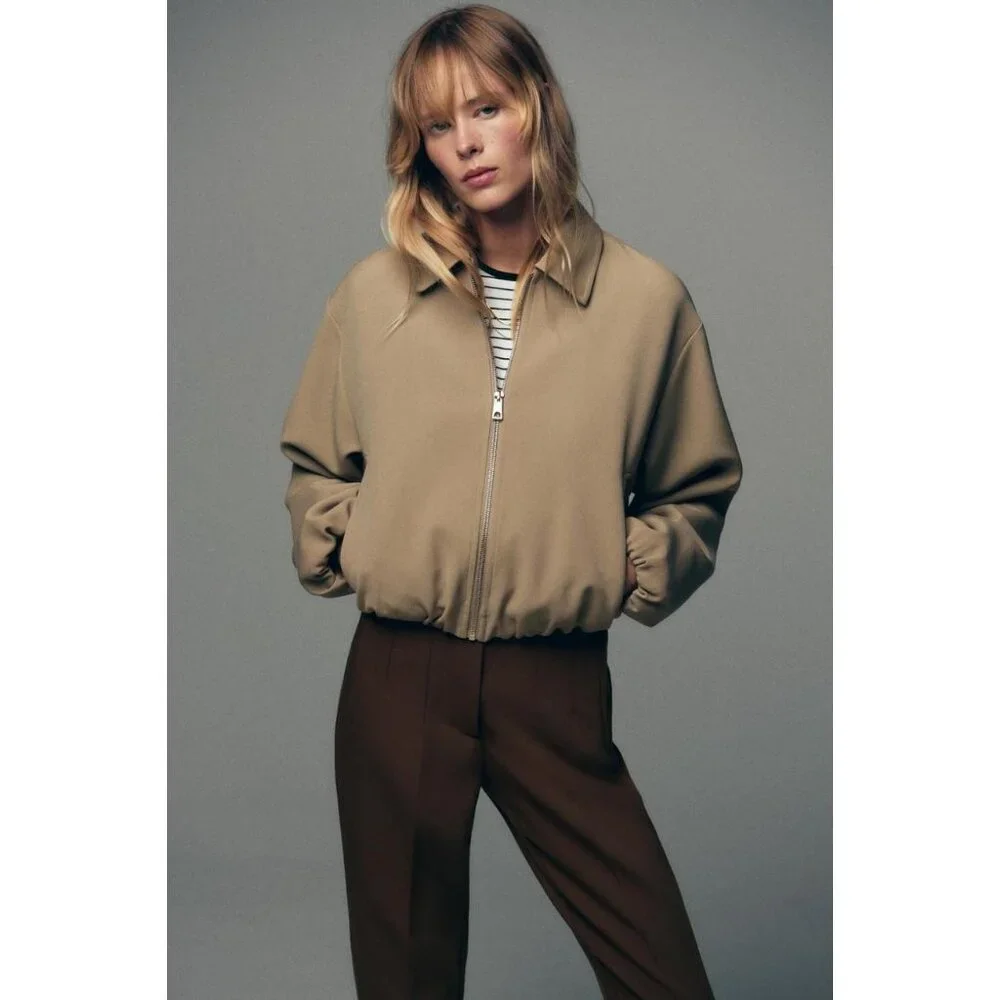 ZARA PUFF-SLEEVE BOMBER JACKET - Picture 3 of 8